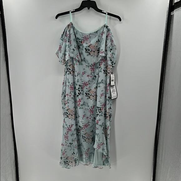Adrianna Papell Floral Off-Shoulder Midi Dress - Picture 2 of 11